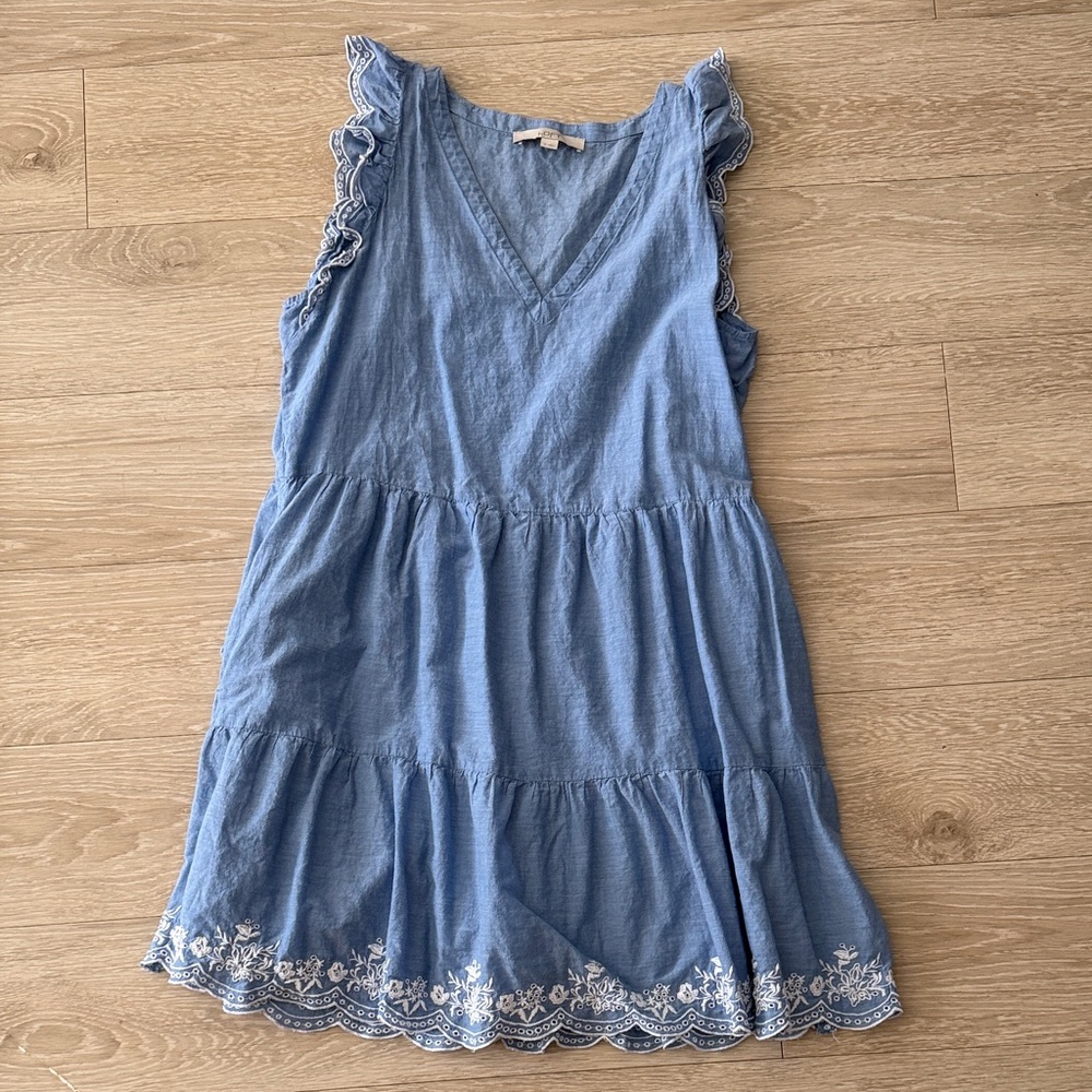 Women’s' Blue Sleeveless Embroidered Tiered Dress